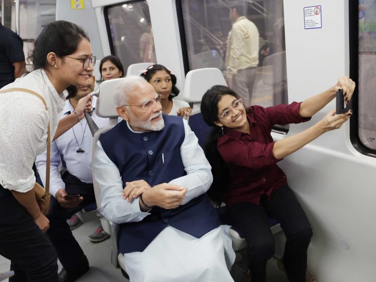 PM Modi interacts with Delhi Metro employees, children, women after inaugurating the extension of Delhi Airport Metro Express Line on Sunday