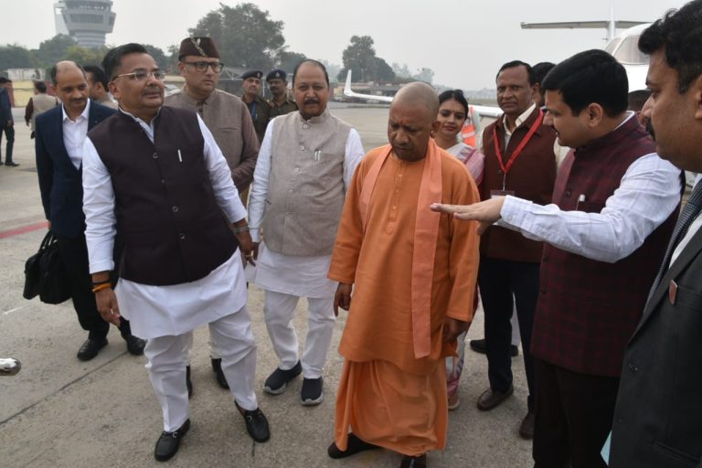 Dev Deepawali: CM Yogi reaches Varanasi to greet ambassadors of 70 countries