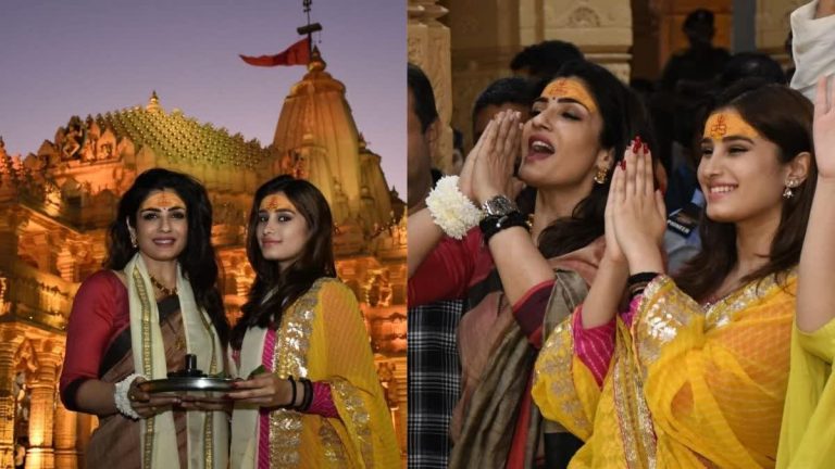 Actor Raveena Tandon pays obeisance at Somnath temple