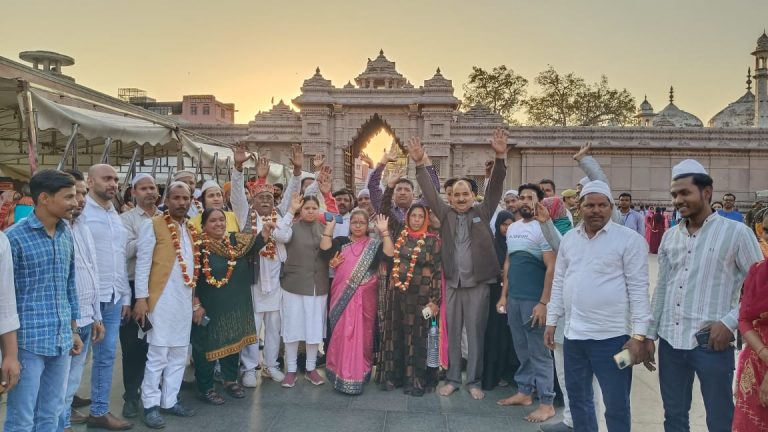 Muslim devotees offer prayer at Kashi Vishwanath Dham in Varanasi