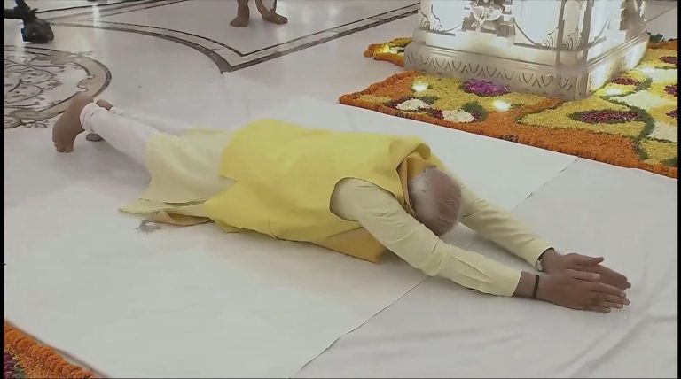 PM Modi prostrates before Ram Lalla idol prior holding roadshow in Ayodhya ( in pics)