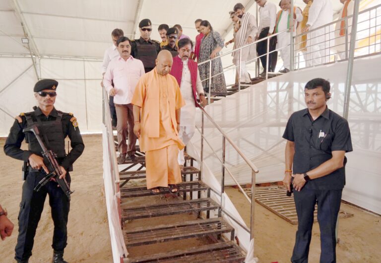 CM Yogi inspects public meeting venue ahead of  PM Modi’s Varanasi visit