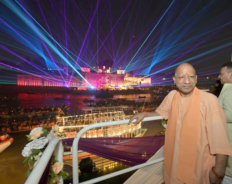 CM Yogi witnesses the decorations, laser show on ‘Dev Deepawali’ in Varanasi