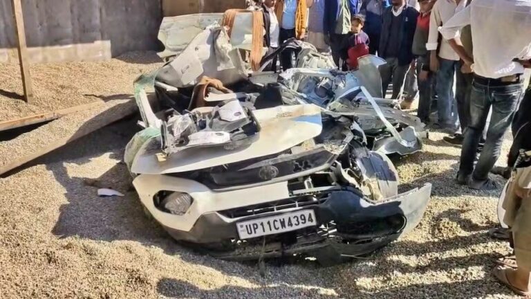 7 of a family died as dumper overturns on a car in Saharanpur