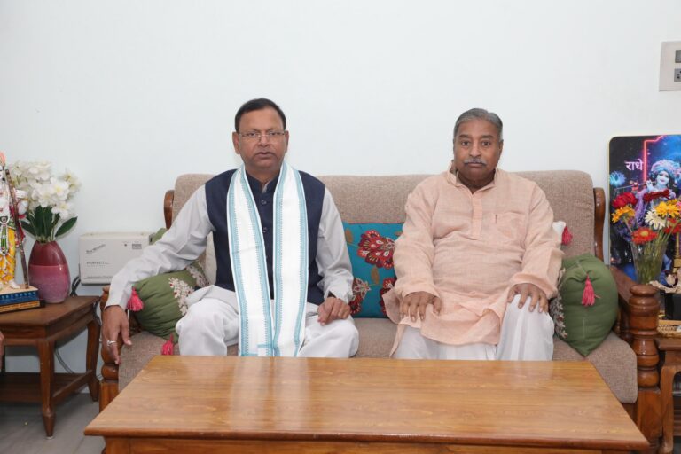 BJP State chief Pankaj Chaudhary pays a courtesy call to Vinay Katiyar