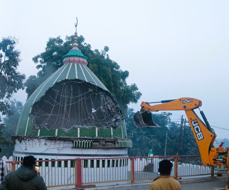 Bulldozers run over illegal Mazar built on govt land in Deoria, JCB action done after SDM court’s order