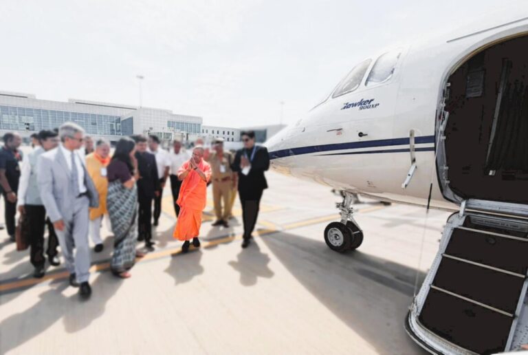 Noida Airport’s maiden flight takes Yogi, Governor to Lucknow