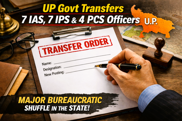 UP govt transfers 7 IAS, 7 IPS and 4 PCS Officers